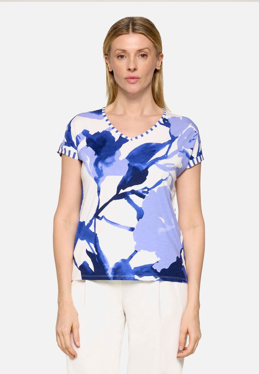 Top mit Blumenprint und Ringelmuster