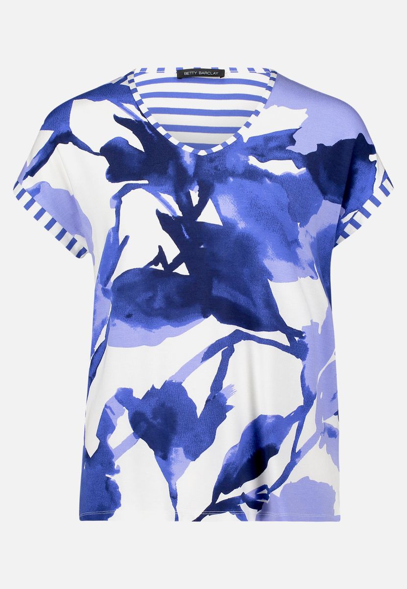 Top mit Blumenprint und Ringelmuster