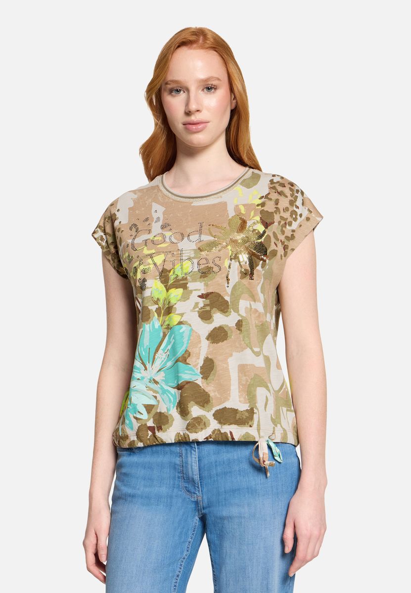 Verziertes Printshirt mit Grafik-Mix