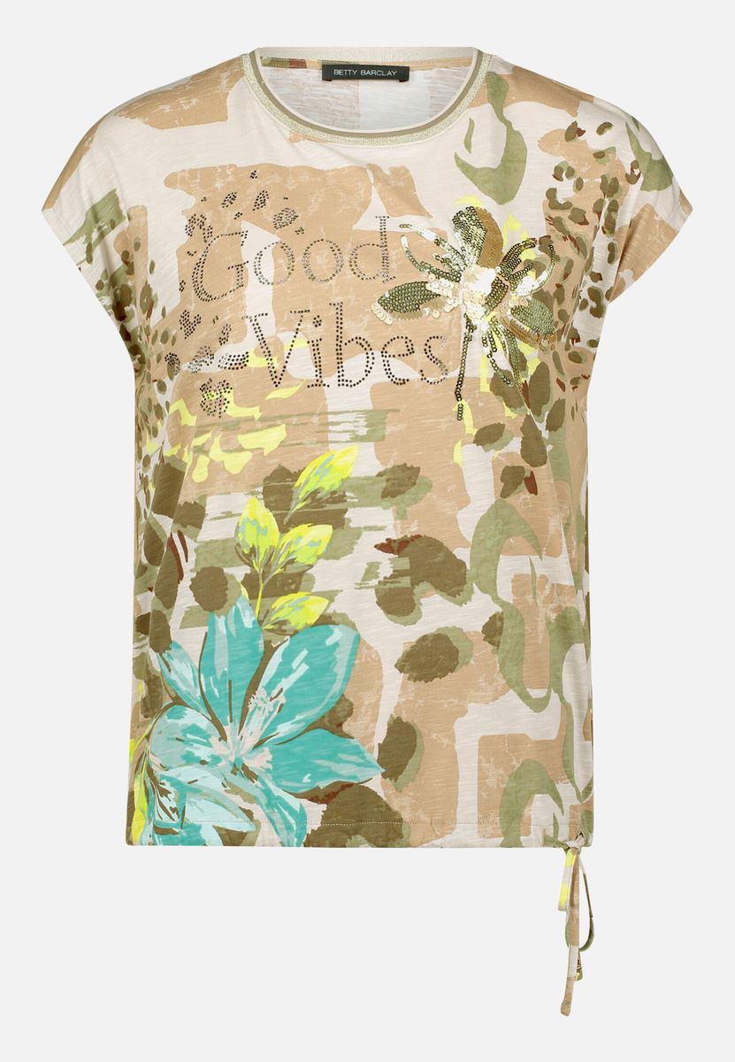 Verziertes Printshirt mit Grafik-Mix