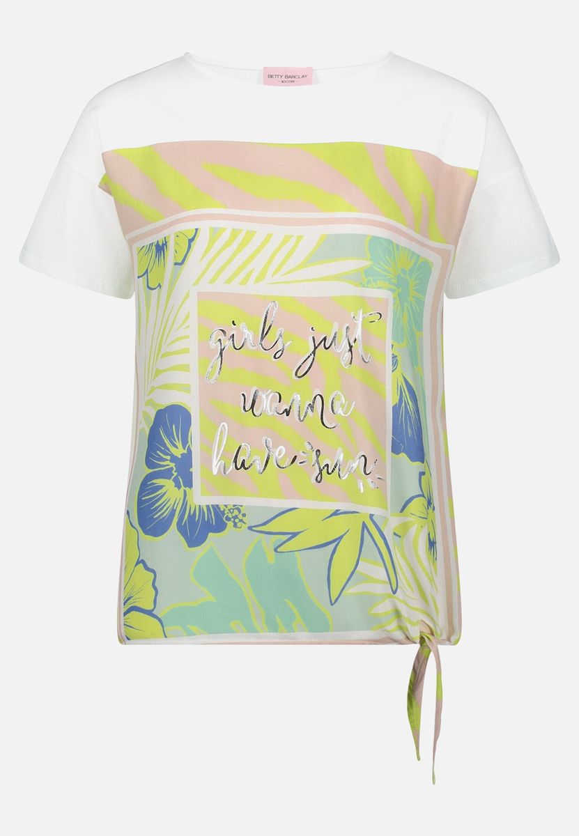 Tropisches Grafik-Shirt mit Knotensaum