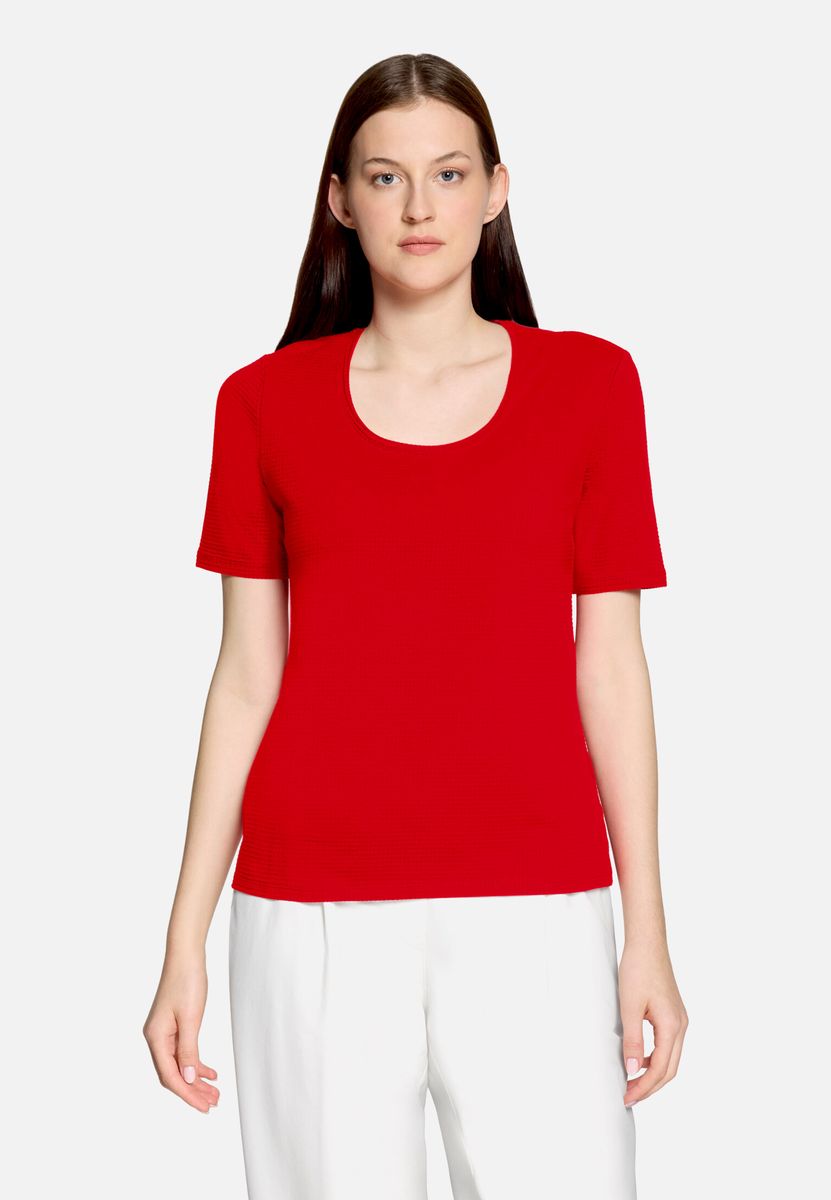 Strukturiertes Kurzarm-Shirt mit Rundhalsausschnitt