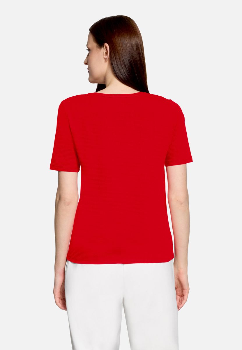 Strukturiertes Kurzarm-Shirt mit Rundhalsausschnitt