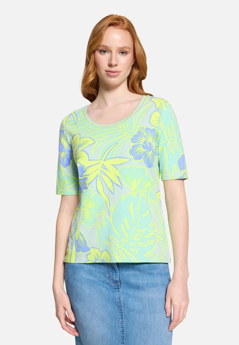 Relaxtes T-Shirt mit tropischem Blumenprint