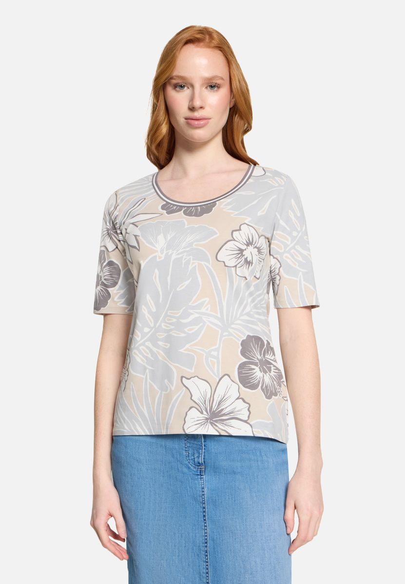 T-Shirt mit tropischem Blumenmuster