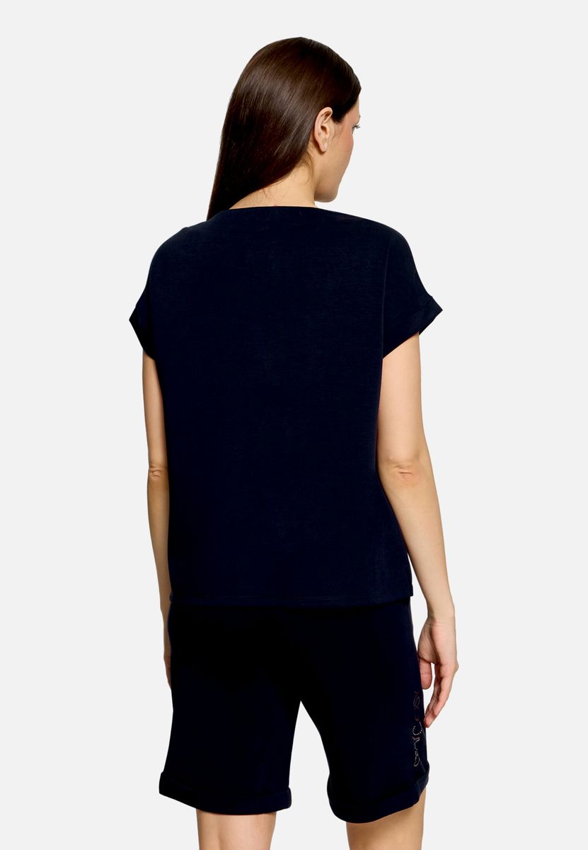 Kurzarm-Sweatshirt mit Strass-Slogan