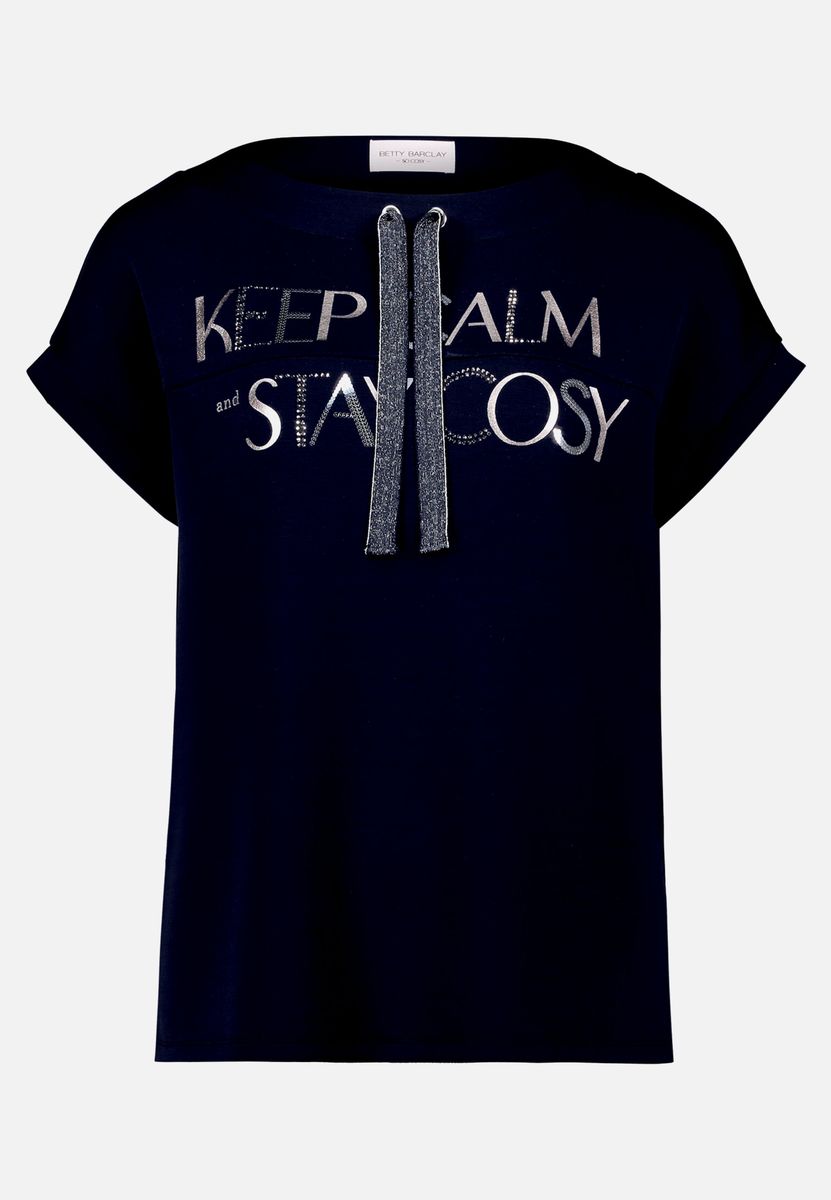 Kurzarm-Sweatshirt mit Strass-Slogan