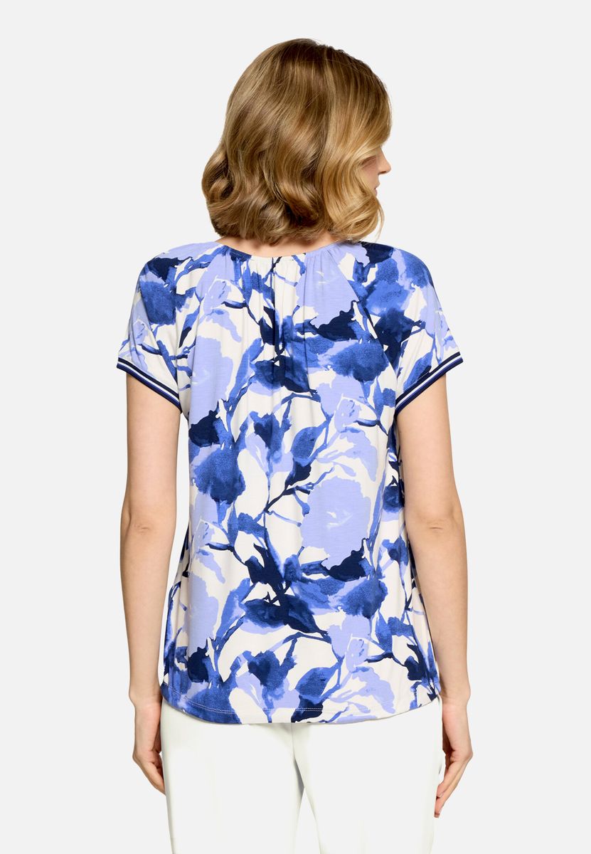 Floral-Print-Shirt mit Raffung
