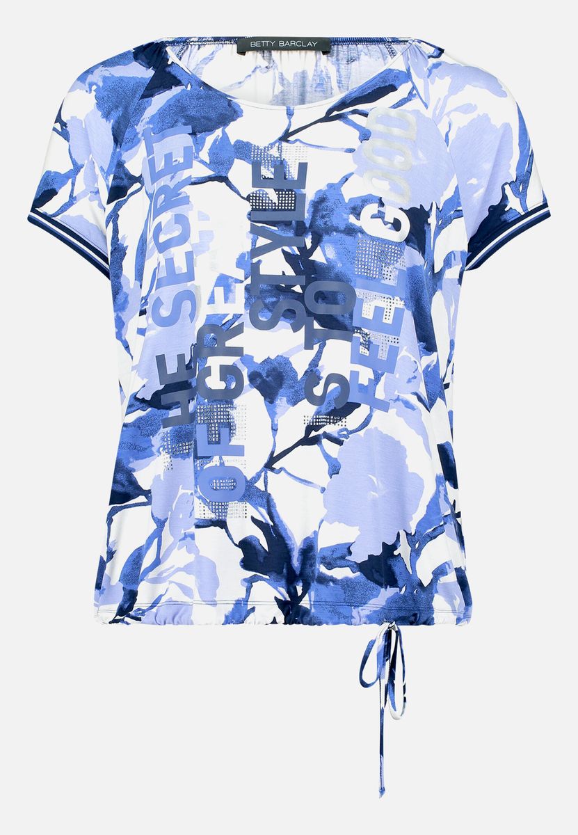 Floral-Print-Shirt mit Raffung