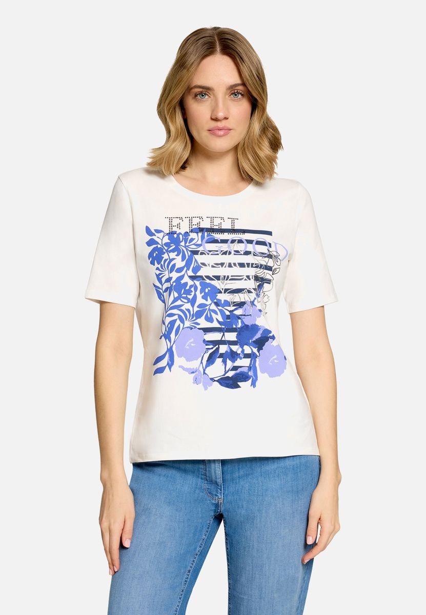 T-Shirt mit Motiv und Glitzersteinen