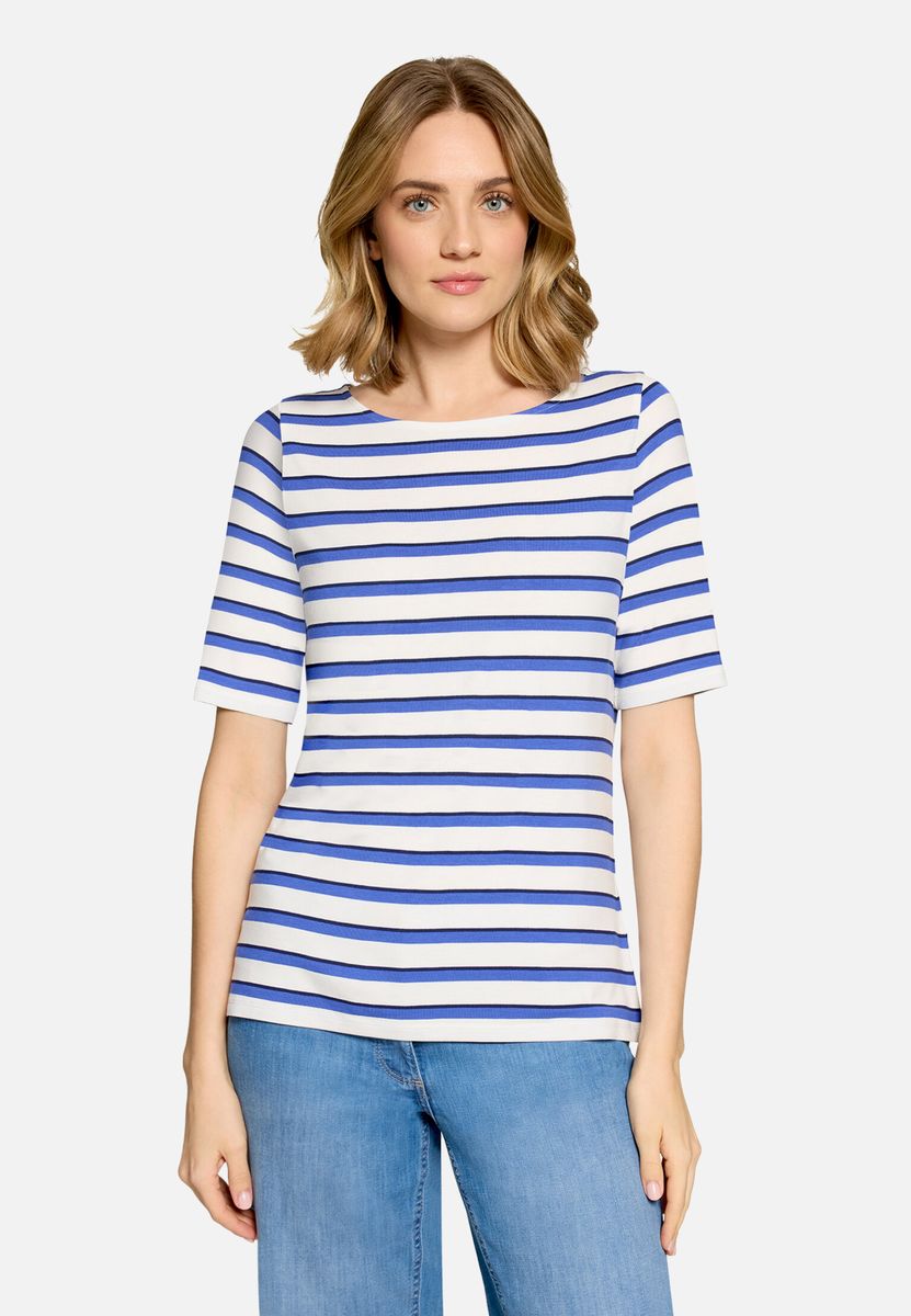 Gestreiftes Shirt mit U-Boot-Ausschnitt
