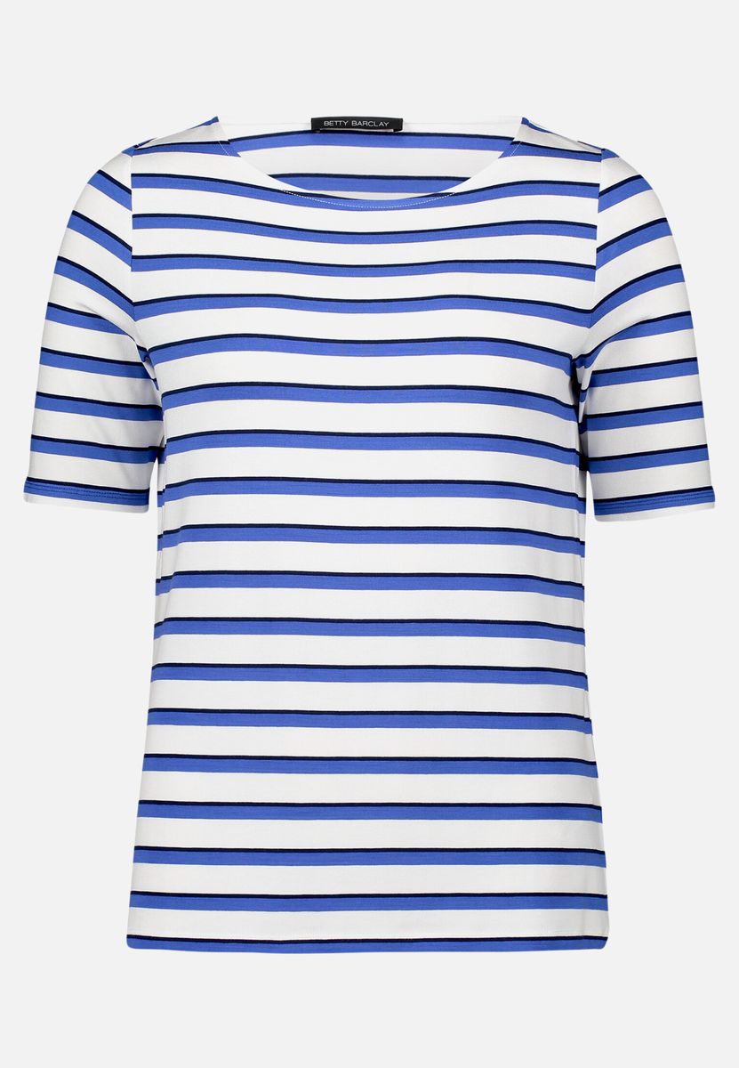 Gestreiftes Shirt mit U-Boot-Ausschnitt