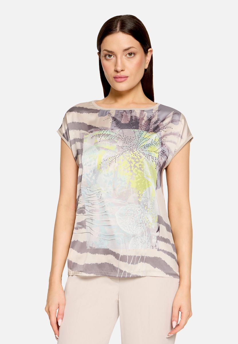 Blusenshirt mit Mustermix und Schmucksteinen
