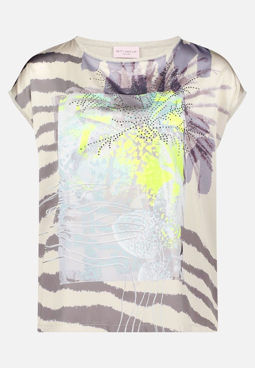 Blusenshirt mit Mustermix und Schmucksteinen