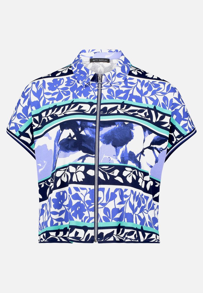 Florale Rippen-Hemdjacke mit Reißverschluss