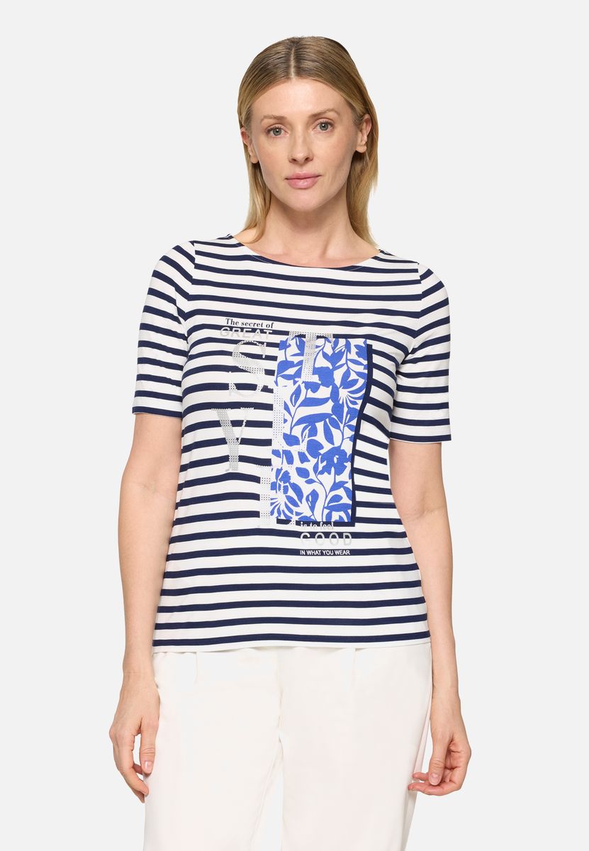 Gestreiftes T-Shirt mit Print-Platzierung