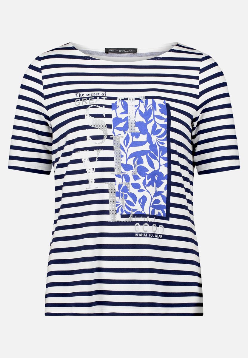 Gestreiftes T-Shirt mit Print-Platzierung