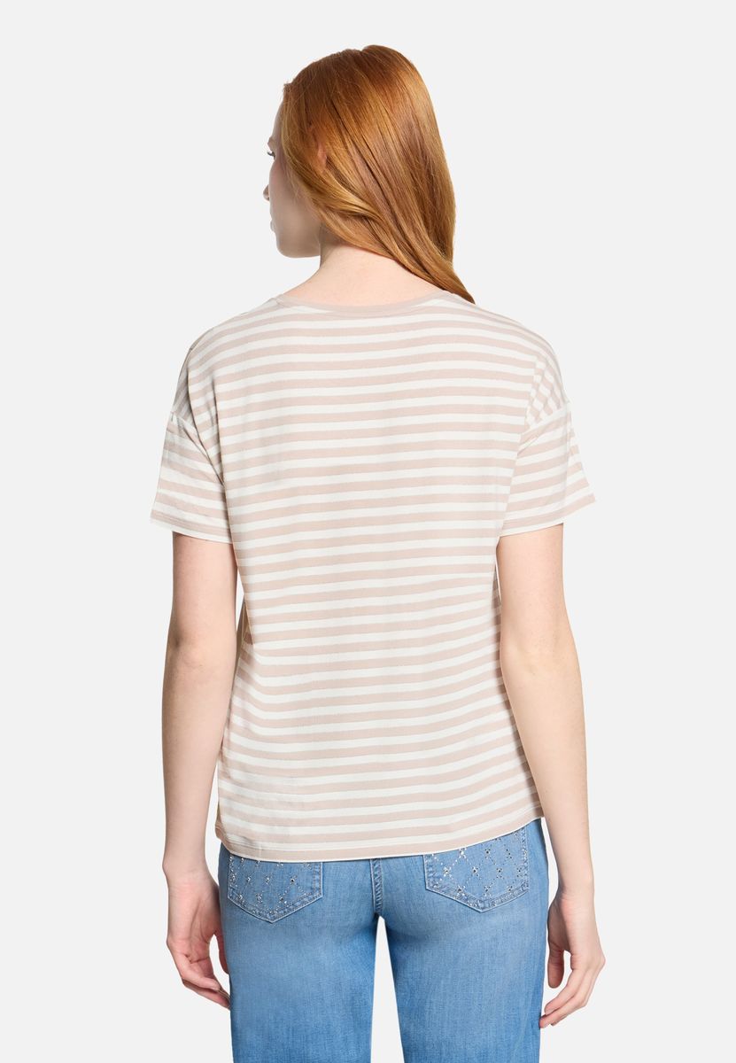 Gestreiftes T-Shirt mit Blumenmuster-Mix