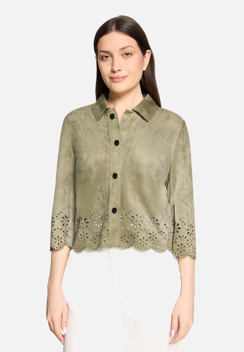 Laser-Cut-Jacke aus Wildlederoptik