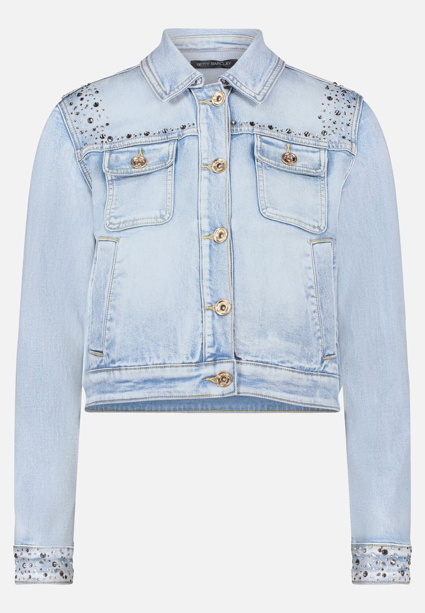Schmal geschnittene Jeansjacke mit Nieten