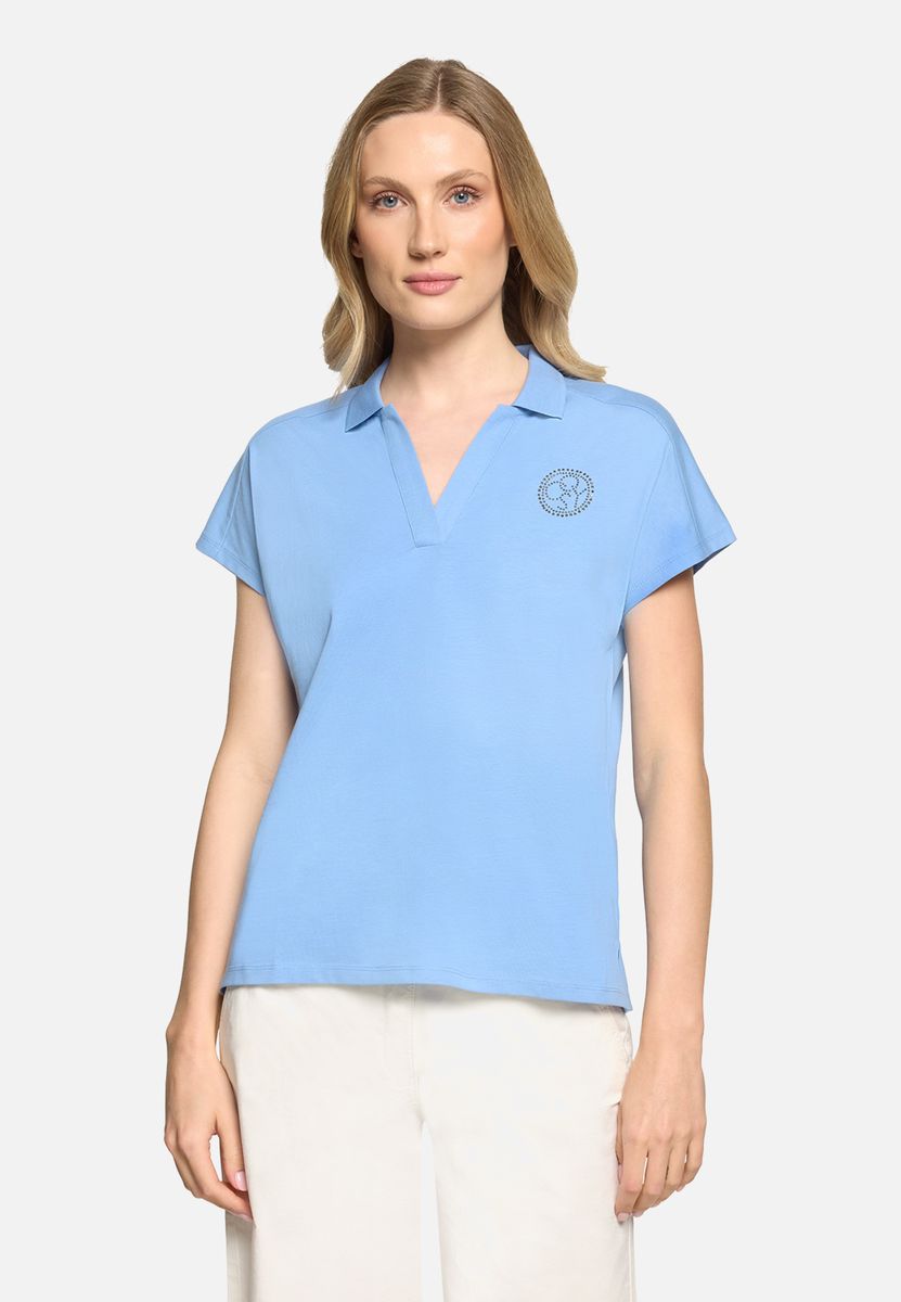 Poloshirt mit Schmuckstein-Applikation