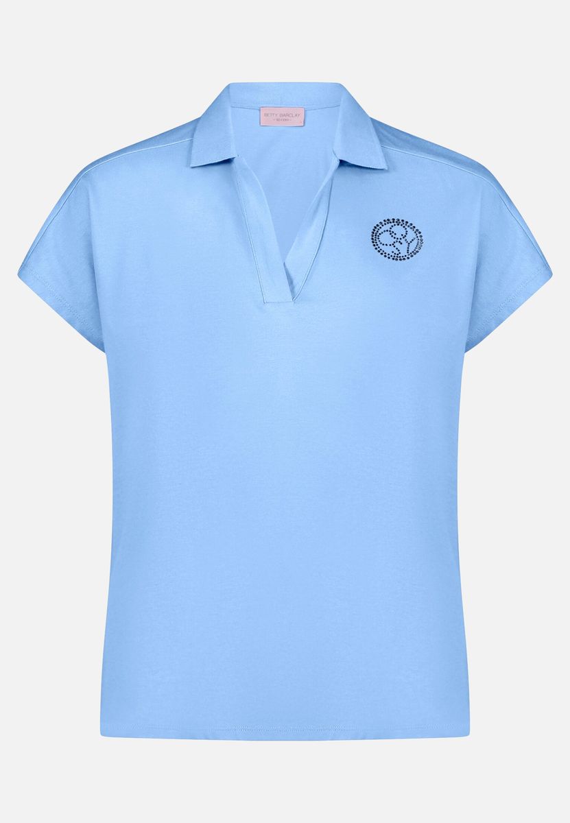 Poloshirt mit Schmuckstein-Applikation