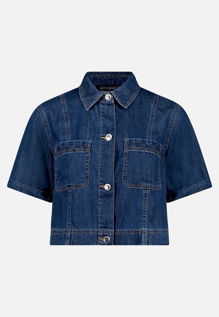Kurze Jeansjacke mit Kurzarm