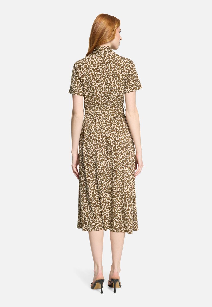 Midikleid mit Animal-Print und Bindegürtel
