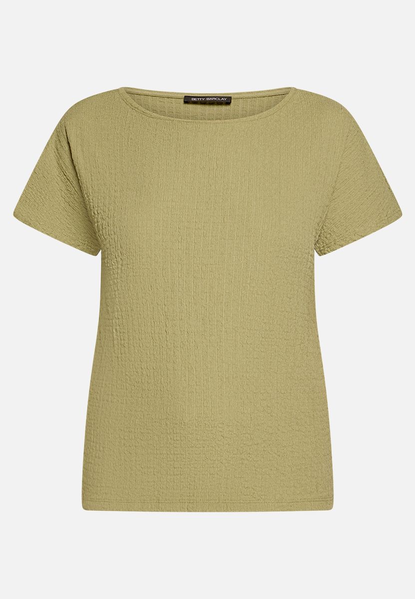 Strukturshirt mit U-Boot-Ausschnitt