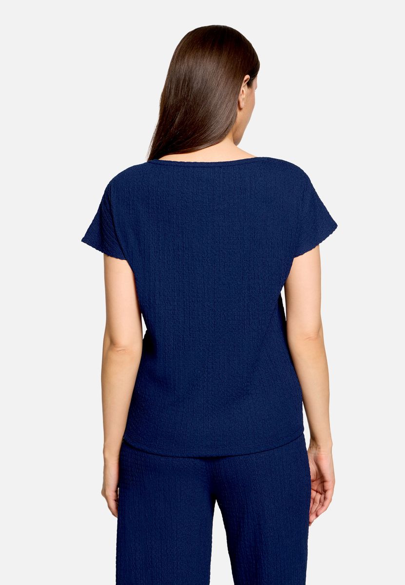 Strukturshirt mit U-Boot-Ausschnitt