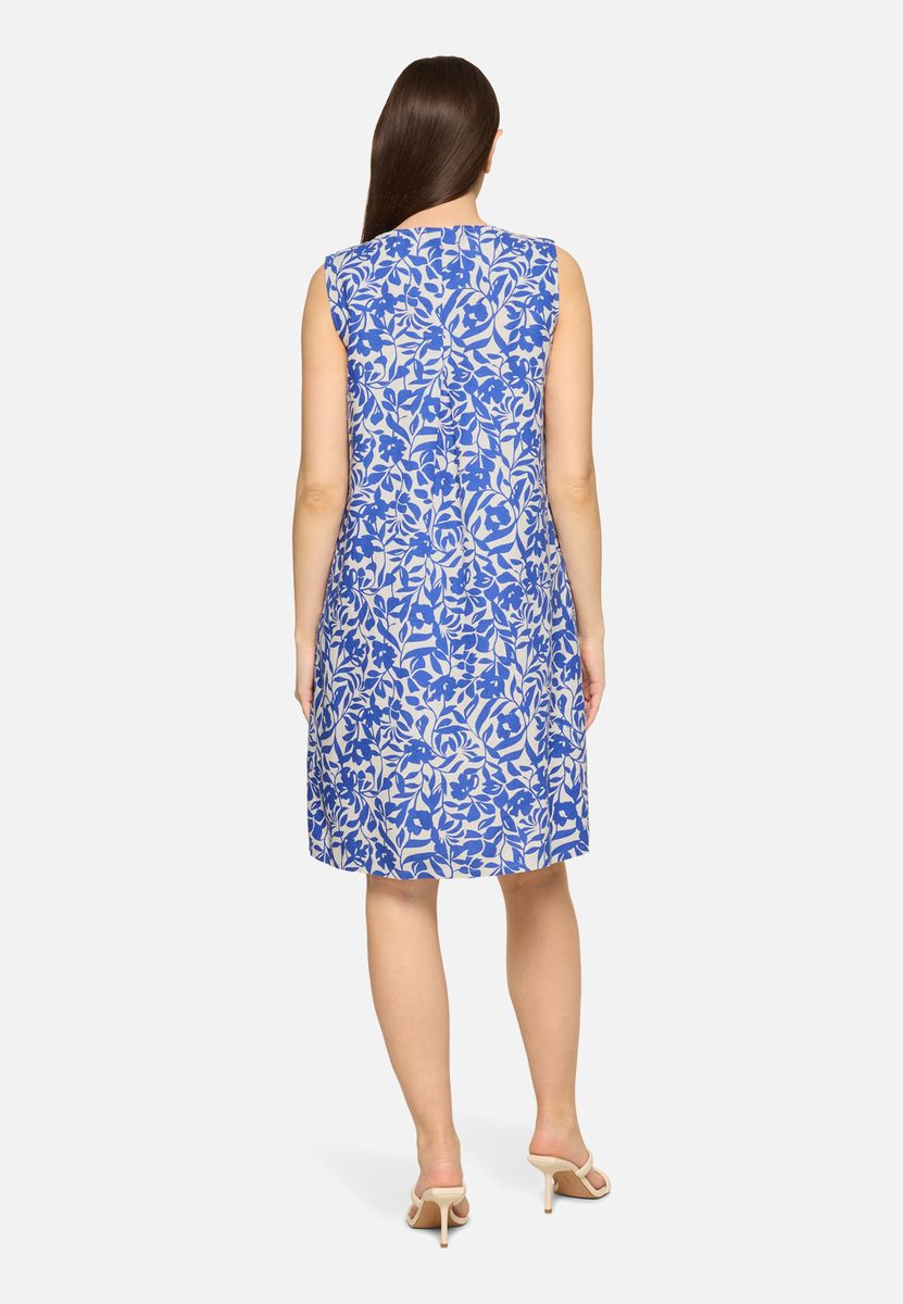 Ärmelloses Leinenkleid mit Blumenmuster