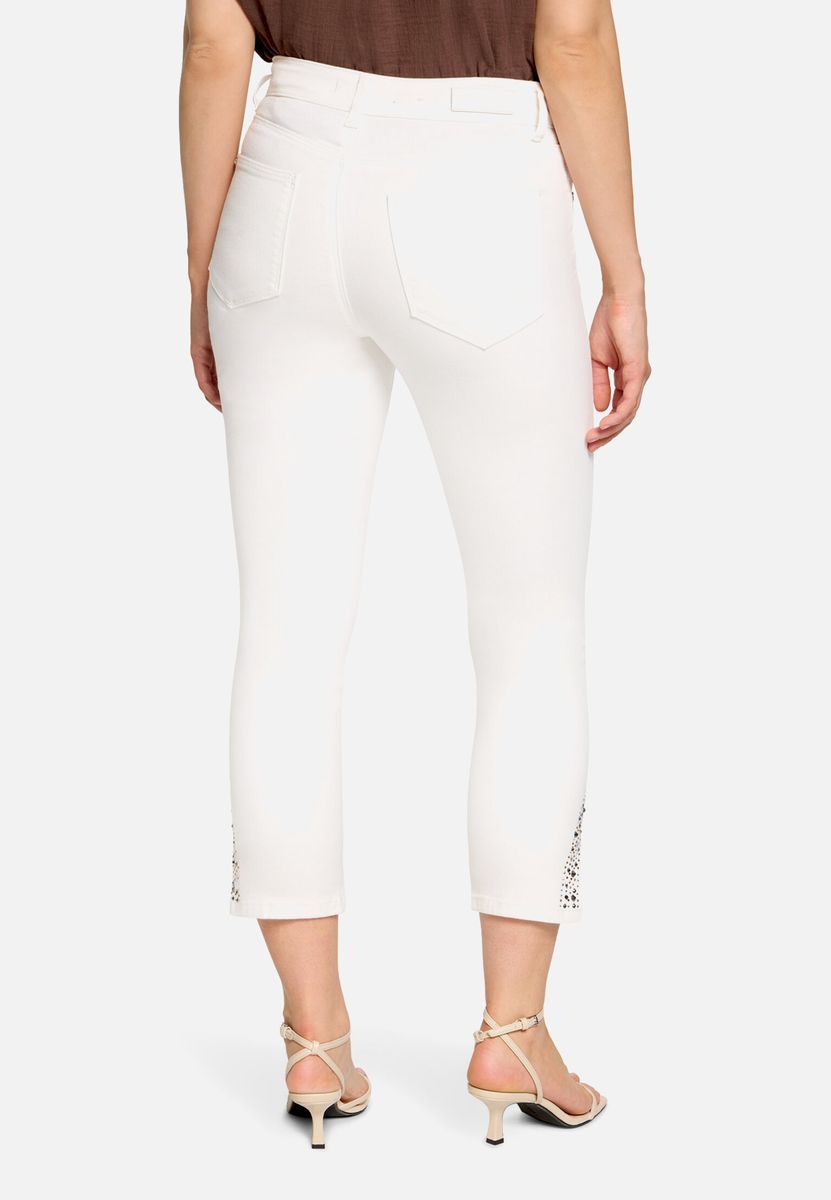 Slim-Fit Cropped-Jeans mit Strass