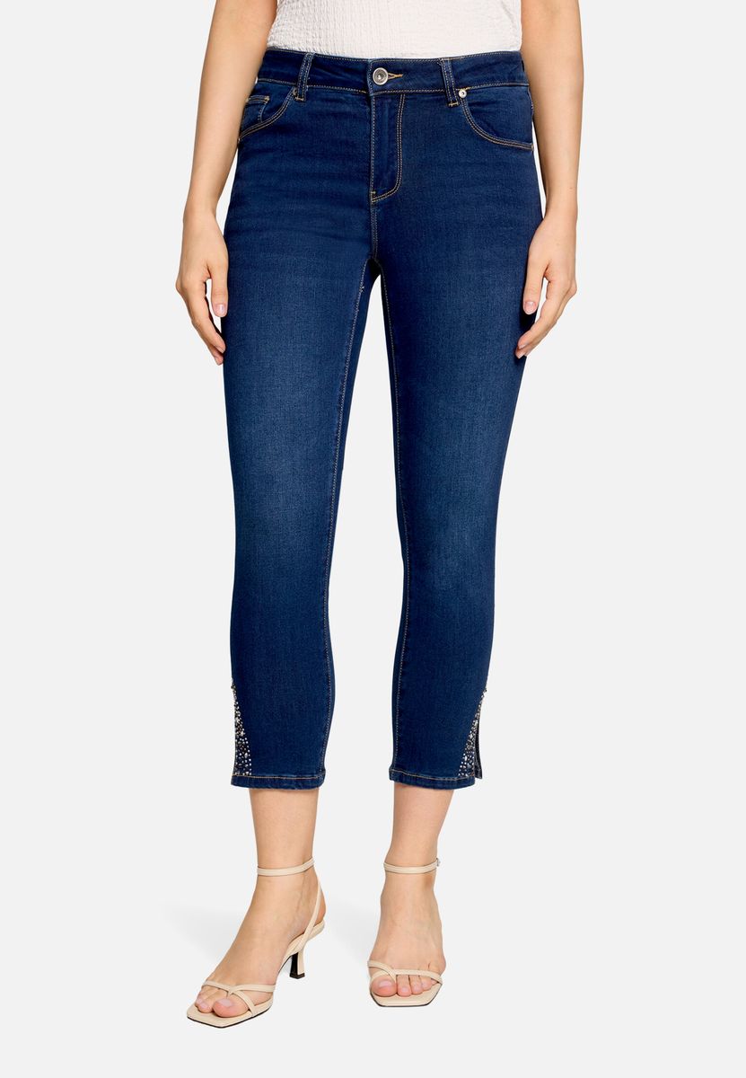 Slim-Fit-Jeans mit Strass-Details