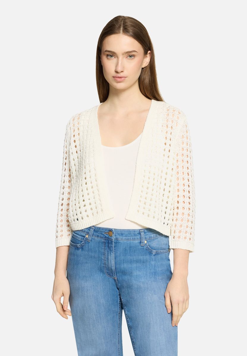 Strickjacke mit modernem Ajourmuster