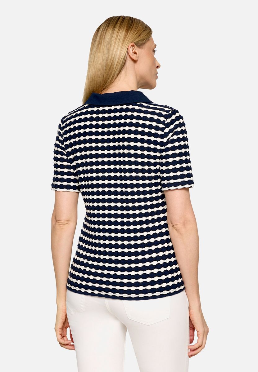 Strukturiertes Polo-Shirt mit Wellenstreifen