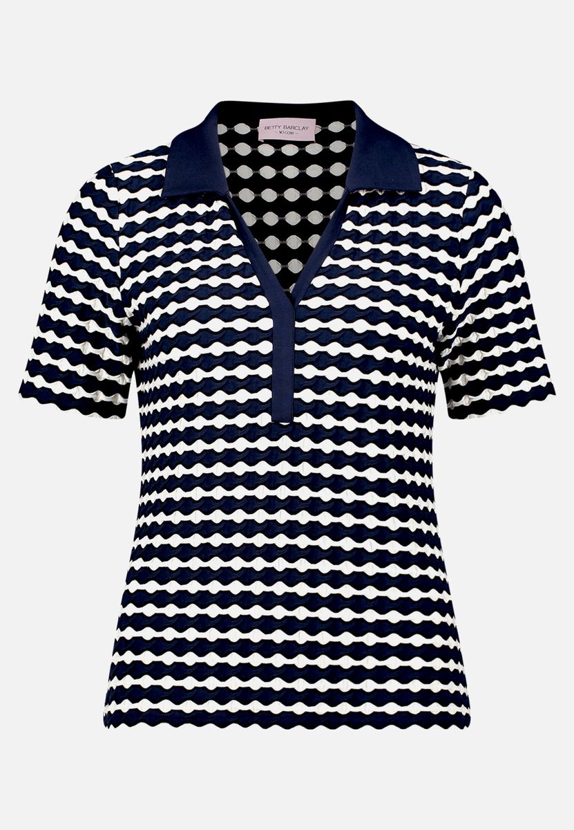 Strukturiertes Polo-Shirt mit Wellenstreifen