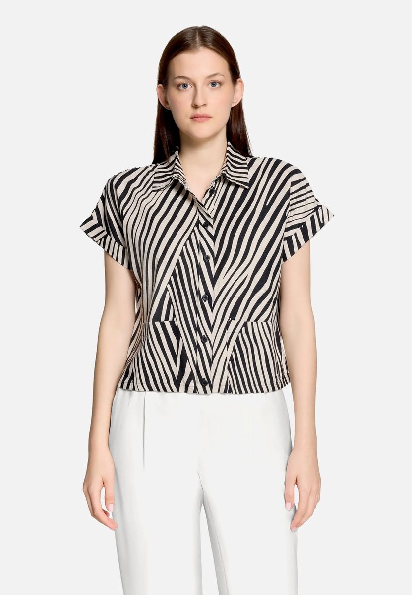 Oversize-Leinenbluse mit Streifenmuster
