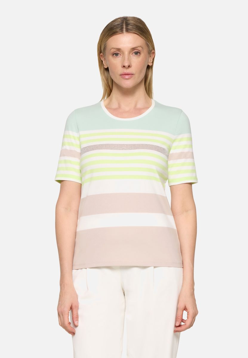 Gestreiftes Jersey-T-Shirt mit Rundhalsausschnitt