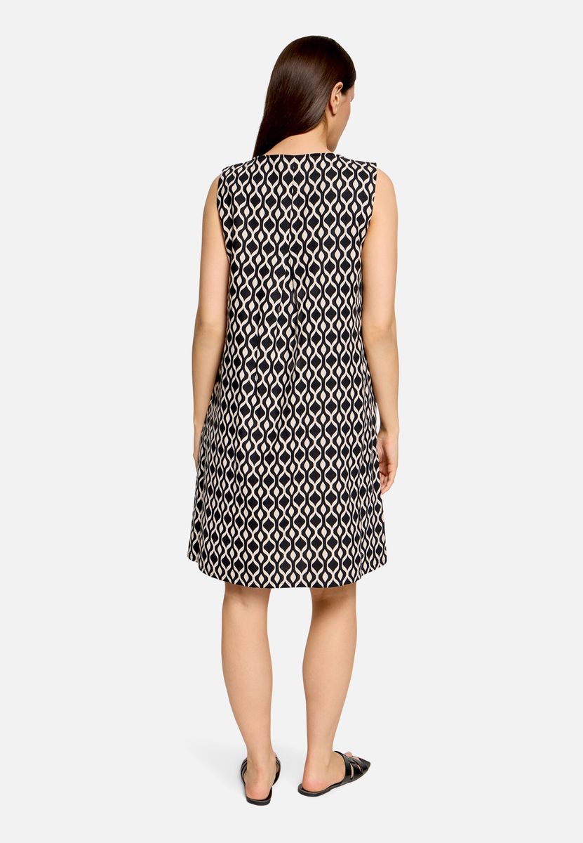 Ärmelloses Leinenkleid mit Grafikmuster