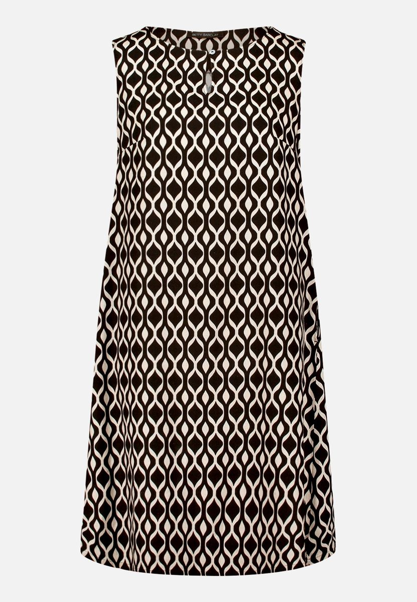 Ärmelloses Leinenkleid mit Grafikmuster
