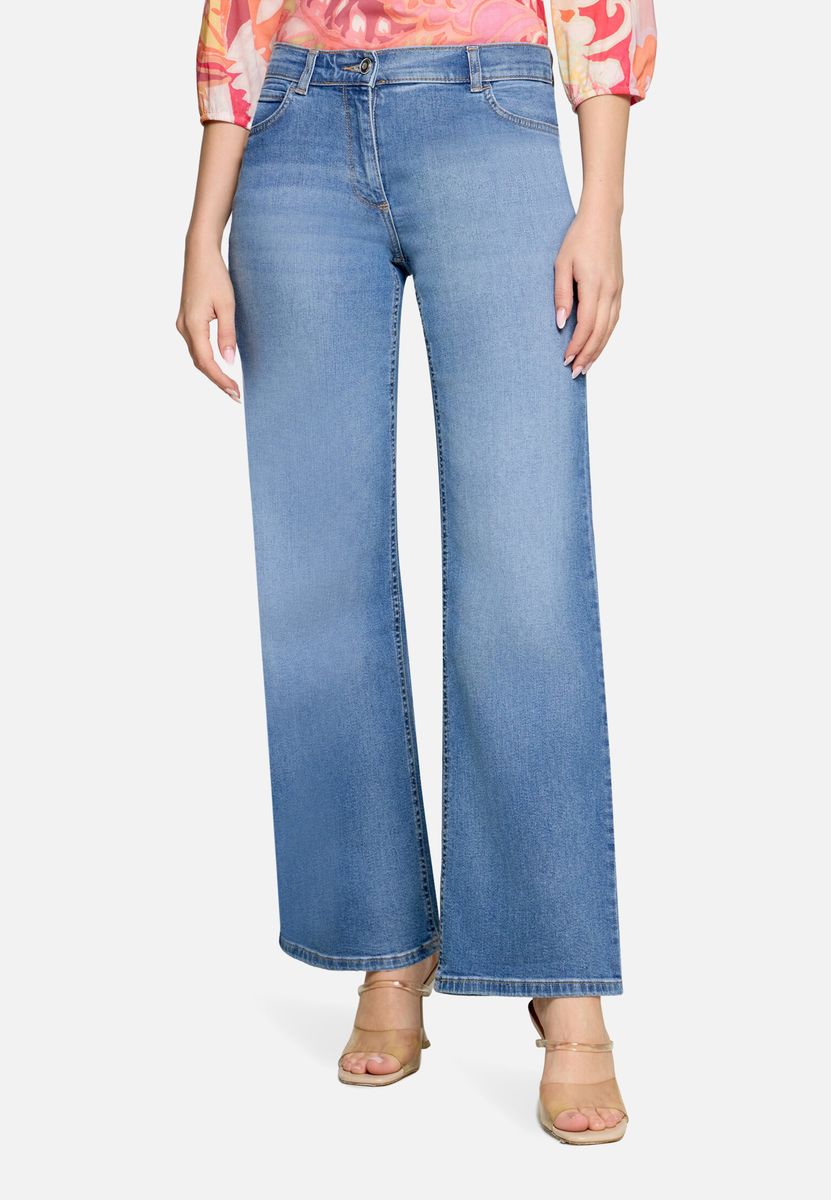 Wide-Leg-Denim mit Used-Waschung