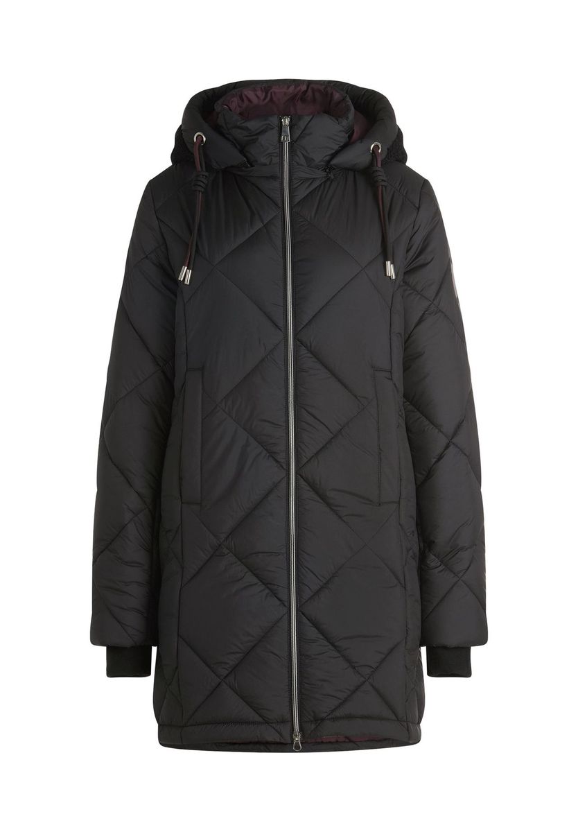 Lange Steppjacke mit Kapuze
