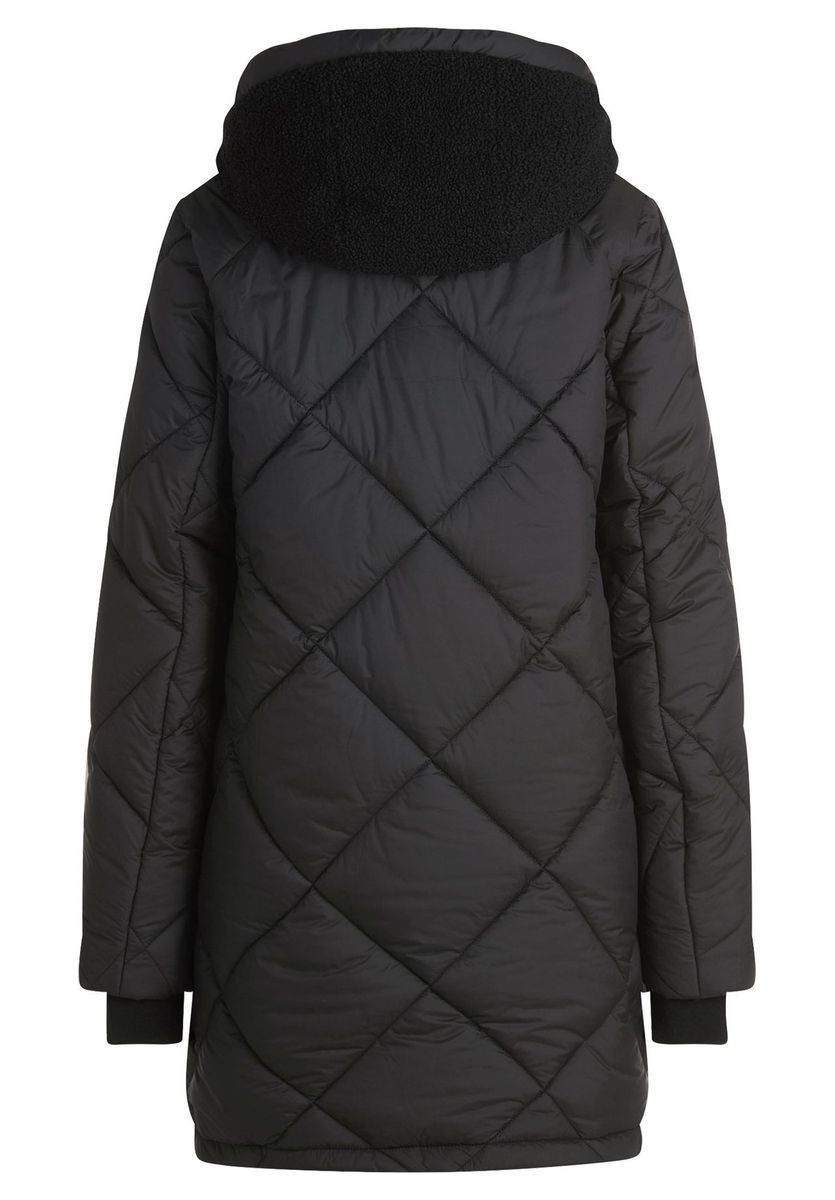 Lange Steppjacke mit Kapuze