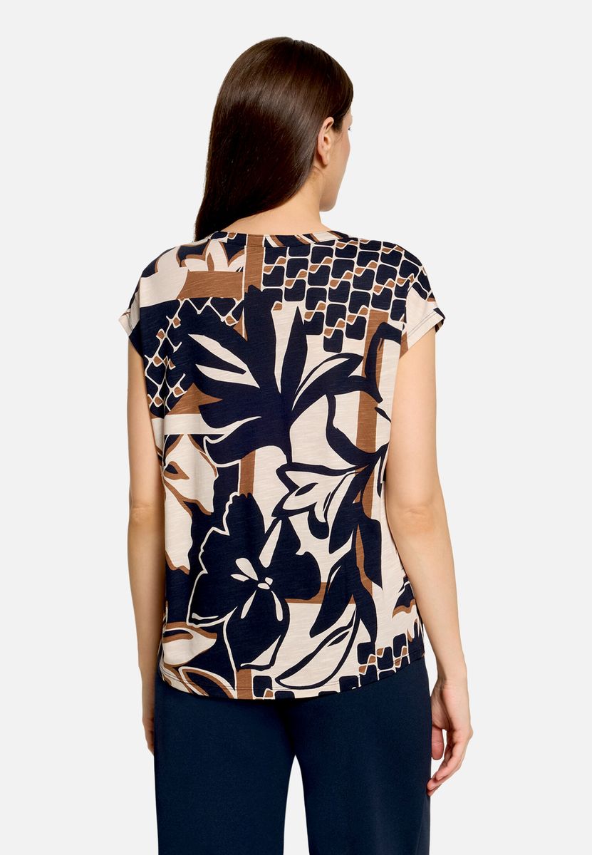 Jersey-Top mit Blumendruck und Pailletten
