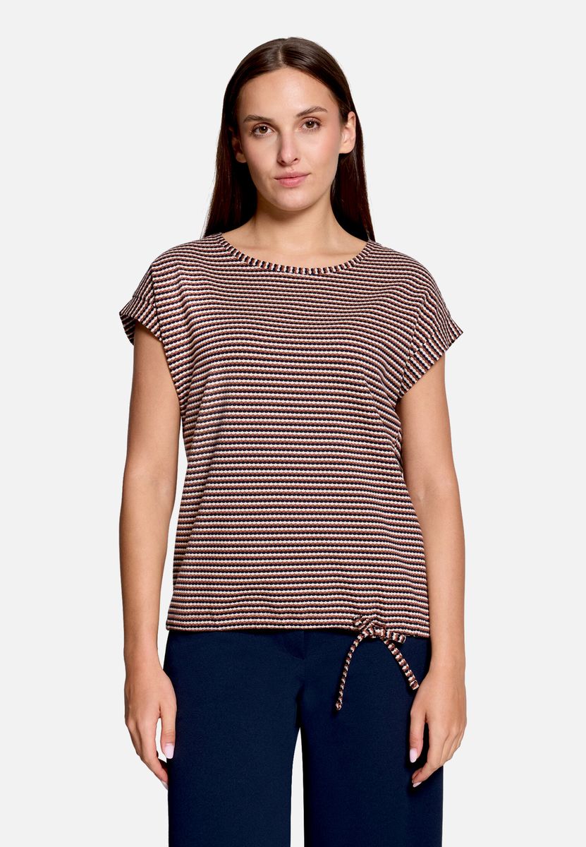 Strukturiertes Streifenshirt mit Tunnelzug