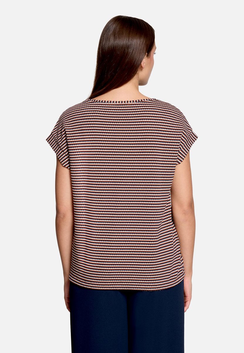 Strukturiertes Streifenshirt mit Tunnelzug
