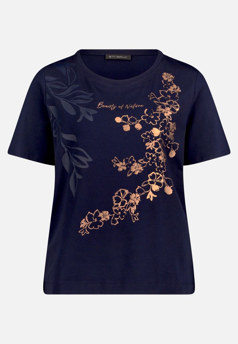 Print-T-Shirt mit floralem Glitzermotiv