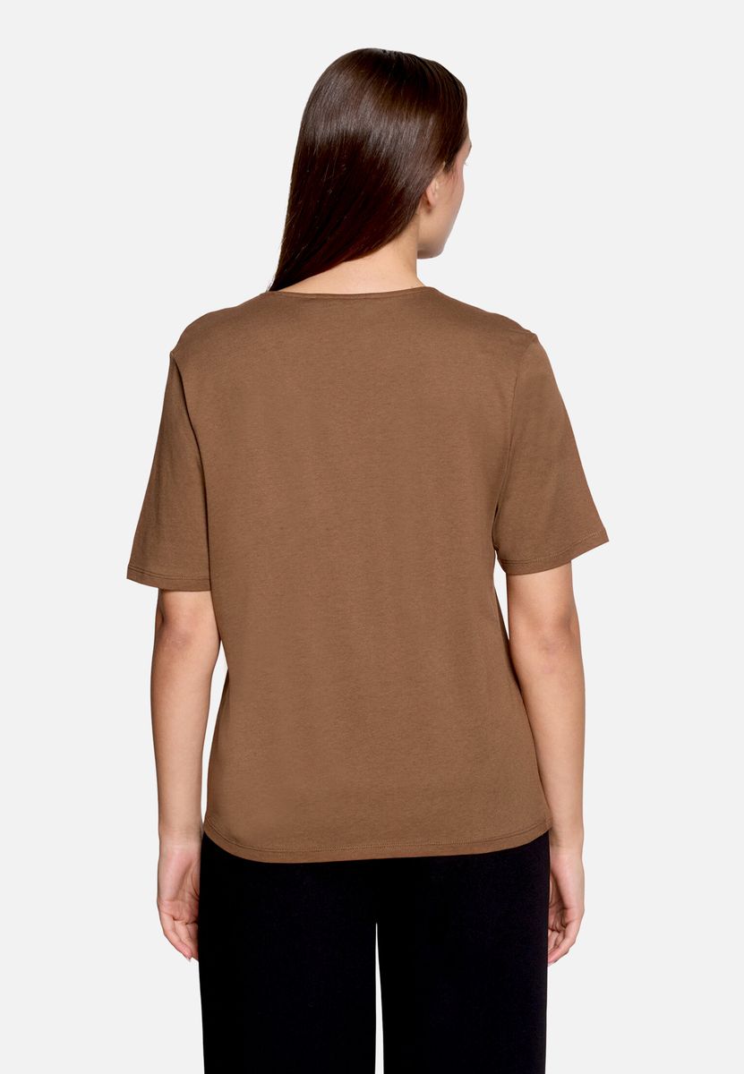 T-Shirt mit Blumendruck und Seitenknoten