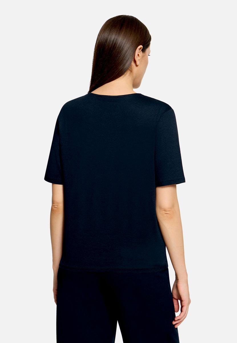 Print-T-Shirt mit Glitzer und Seitenknoten