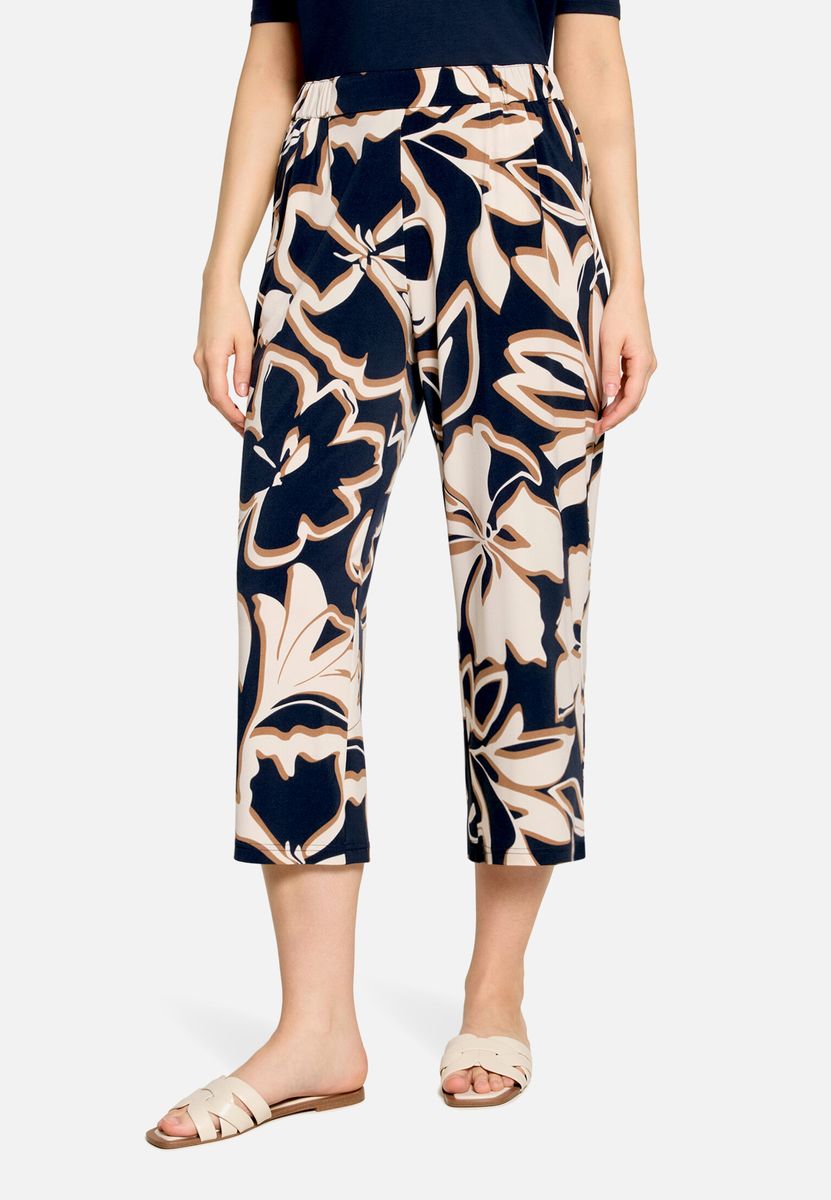Florale Schlupfhose mit Bundfalten
